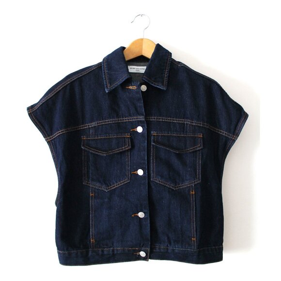 DRIES VAN NOTEN Vassie Short Jacket / Size 36 / Indigo Blue Jean Oversized - Picture 5 of 9